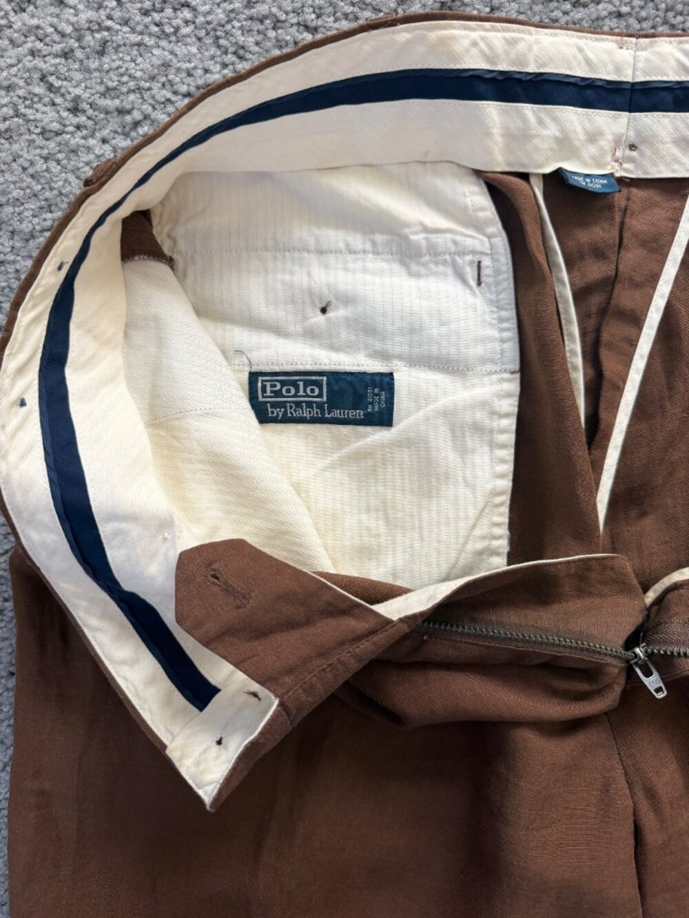 Vintage Polo Ralph Lauren MX Linen Silk Pants Brown 36/30 Luxury Trousers - EUC - Picture 6 of 12
